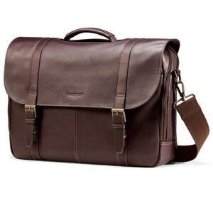 Samsonite Colombian Leather Flapover Laptop Case in brown
